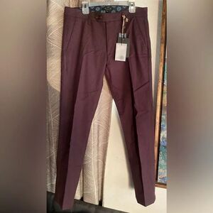 NWT Ted Baker Textured Slim Fit Trousers Pants Purple Size 30L $179